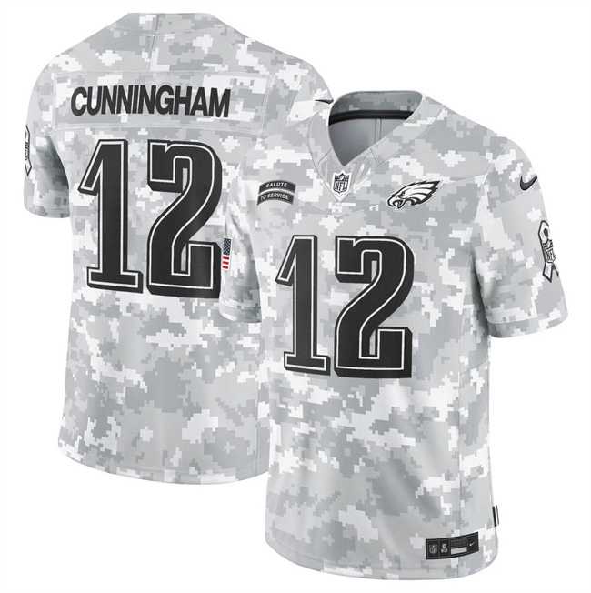 Mens Philadelphia Eagles #12 Randall Cunningham 2024 F.U.S.E Arctic Camo Salute To Service Limited Stitched Jersey Dyin